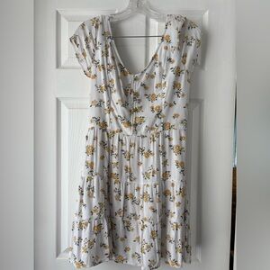 Hollister White and Yellow Floral Midi Dress